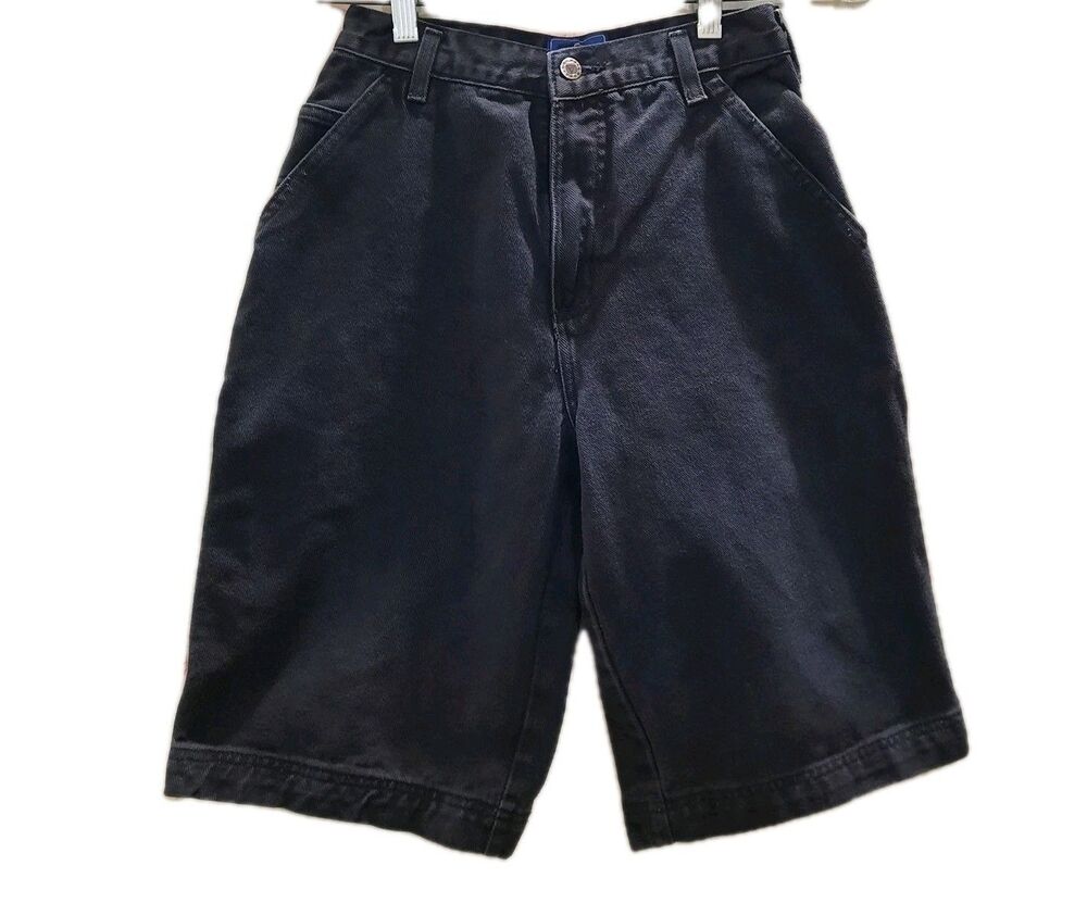 Vintage 90s GUESS Jeans Black Denim Carpenter Shorts Boys Sz 12 Baggy Jorts Y2k